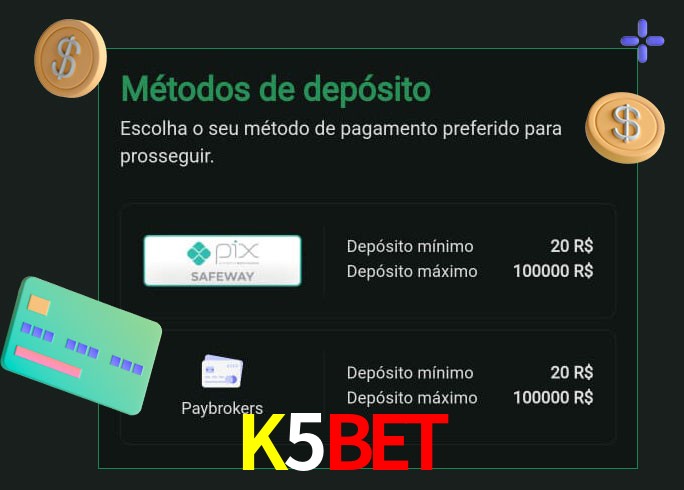 O cassino K5BET oferece uma grande variedade de métodos de pagamento